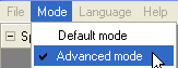 screenshot of the advanced mode command on the mode tab.