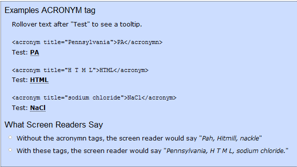 example of an acronym tag