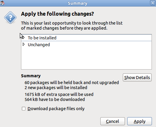 the summary dialog box