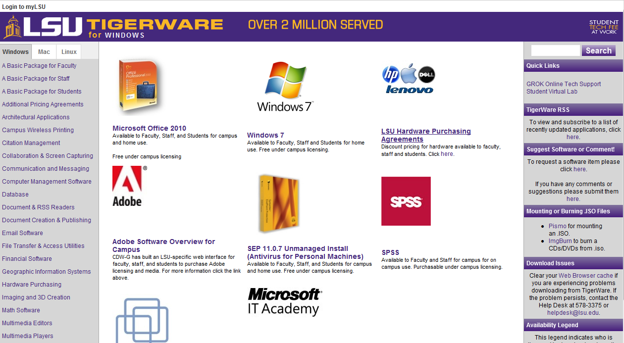 Tigerware homepage.