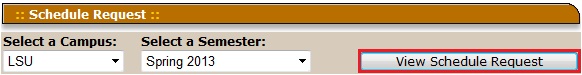 myLSU: Schedule Request page