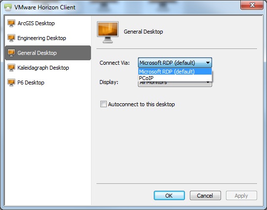 Microsoft RDP (default) option