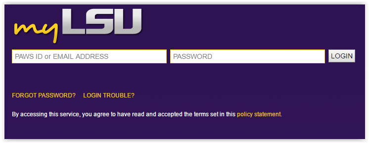 myLSU Login Page