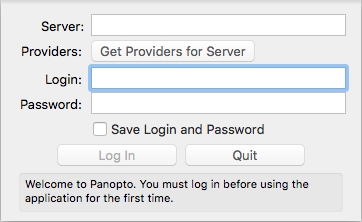 Panopto Login on Mac Recorder