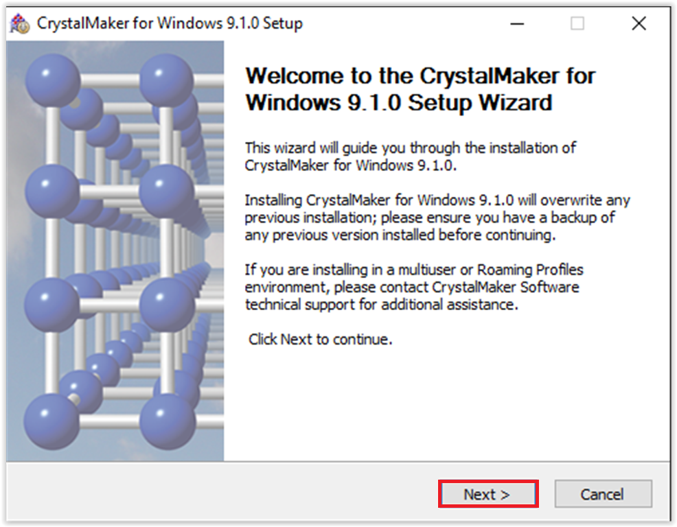 CrystalMaker Setup Wizard