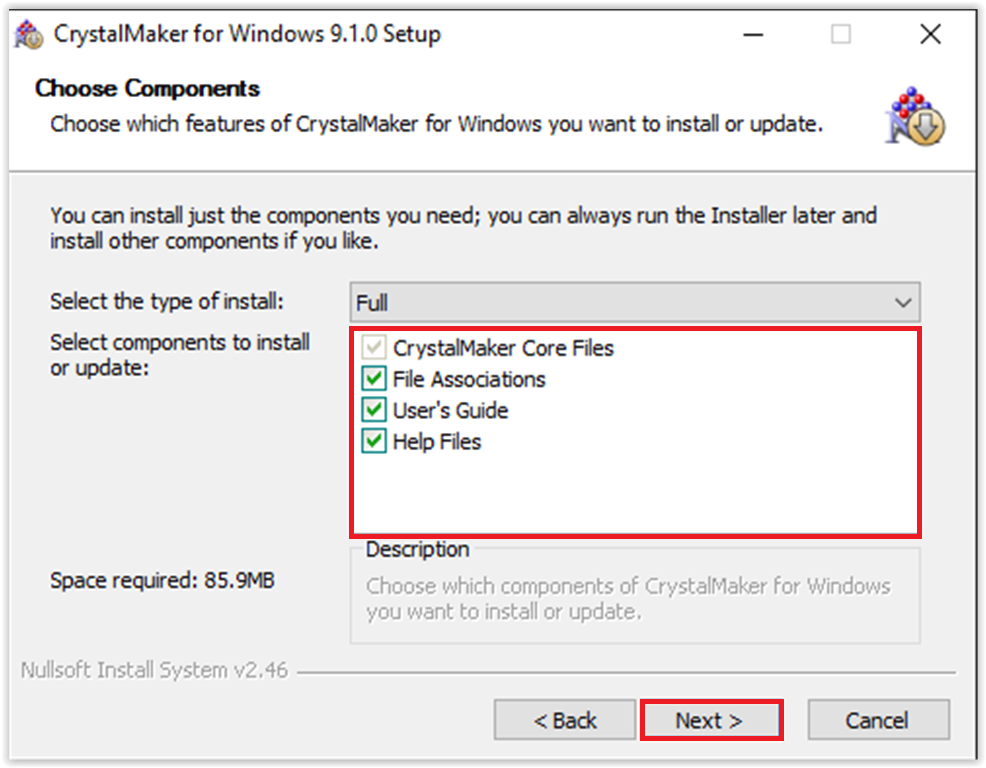 Choosing components to install