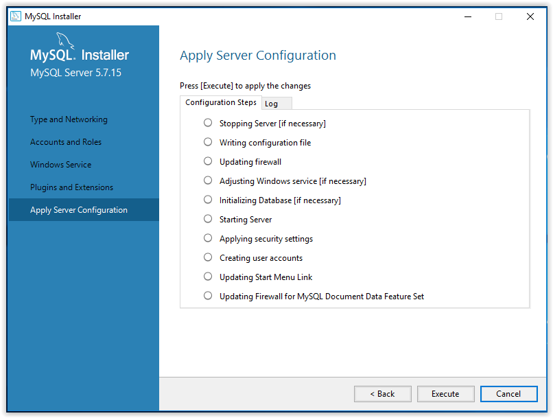 mySQL apply server configuration settings