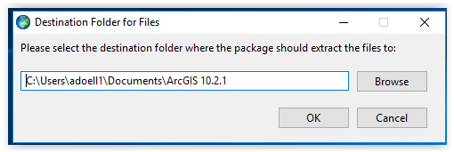 ArcPad destination folder selection