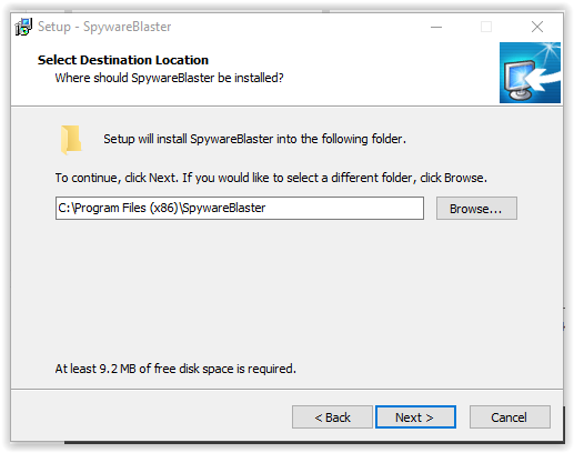 choosing destination location folder for installation