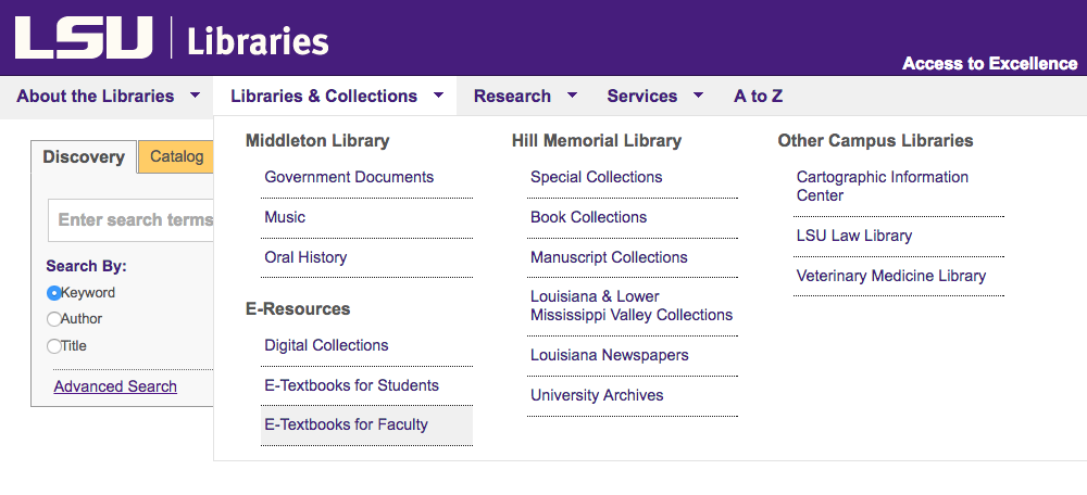 E-Textbooks for Faculty link