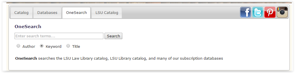 LSU Library: Law: Search OneSearch - GROK Knowledge Base