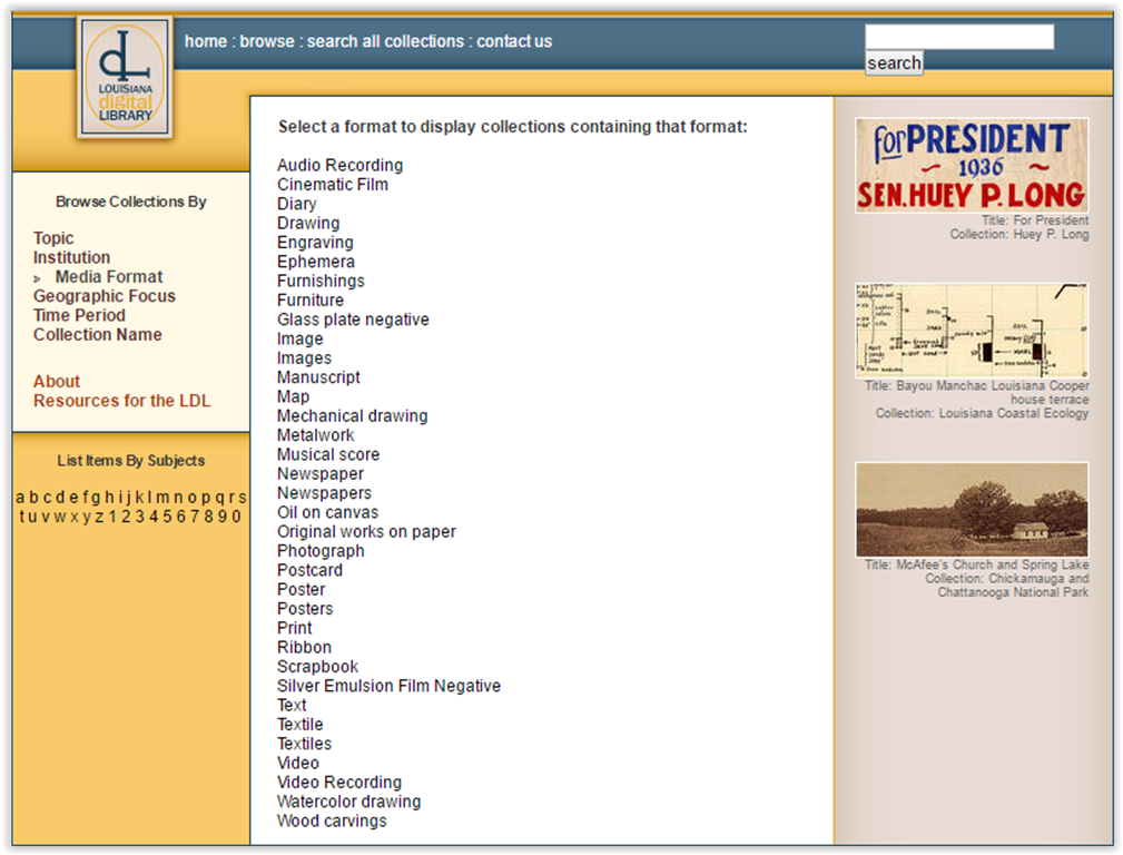 Browsing by Media Format