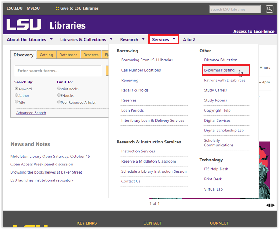 E-Journal Hosting option