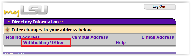 the withholding/other link at the top of the directory information page