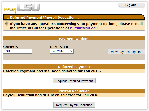 Deferred Payment and Payroll Deduction options 