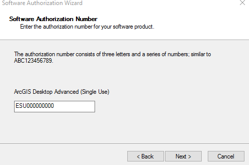 Authorization number window.