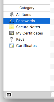 Keychain Access Passwords tab