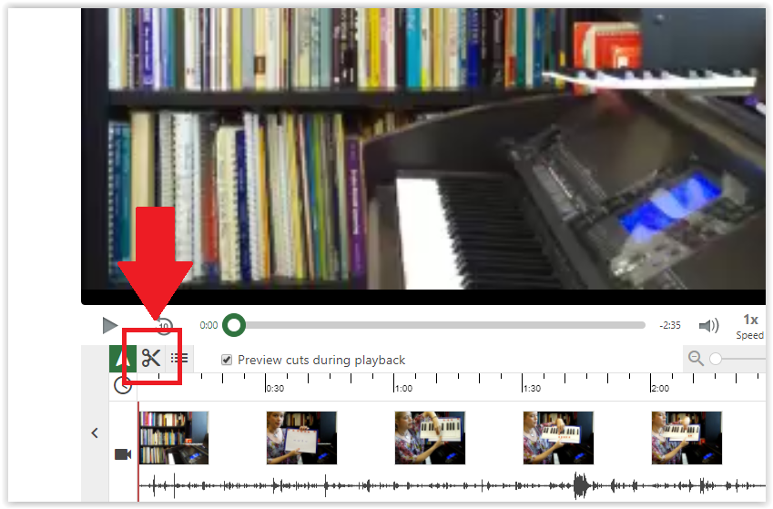 cut button in panopto video edit
