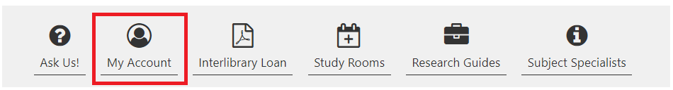The my account button on LSU libraries homepage