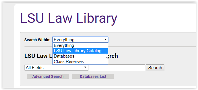 LSU Library: Law: Search LSU Catalog - GROK Knowledge Base