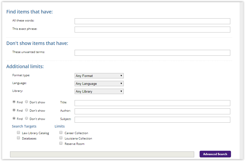 LSU Library: Law: Search LSU Catalog - GROK Knowledge Base