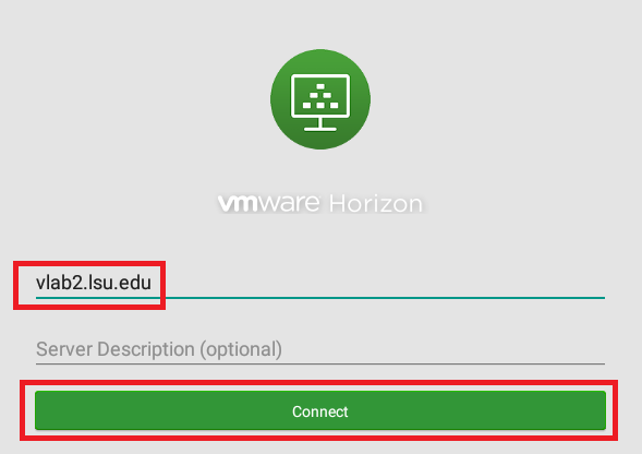 vmware horizon server addition screen