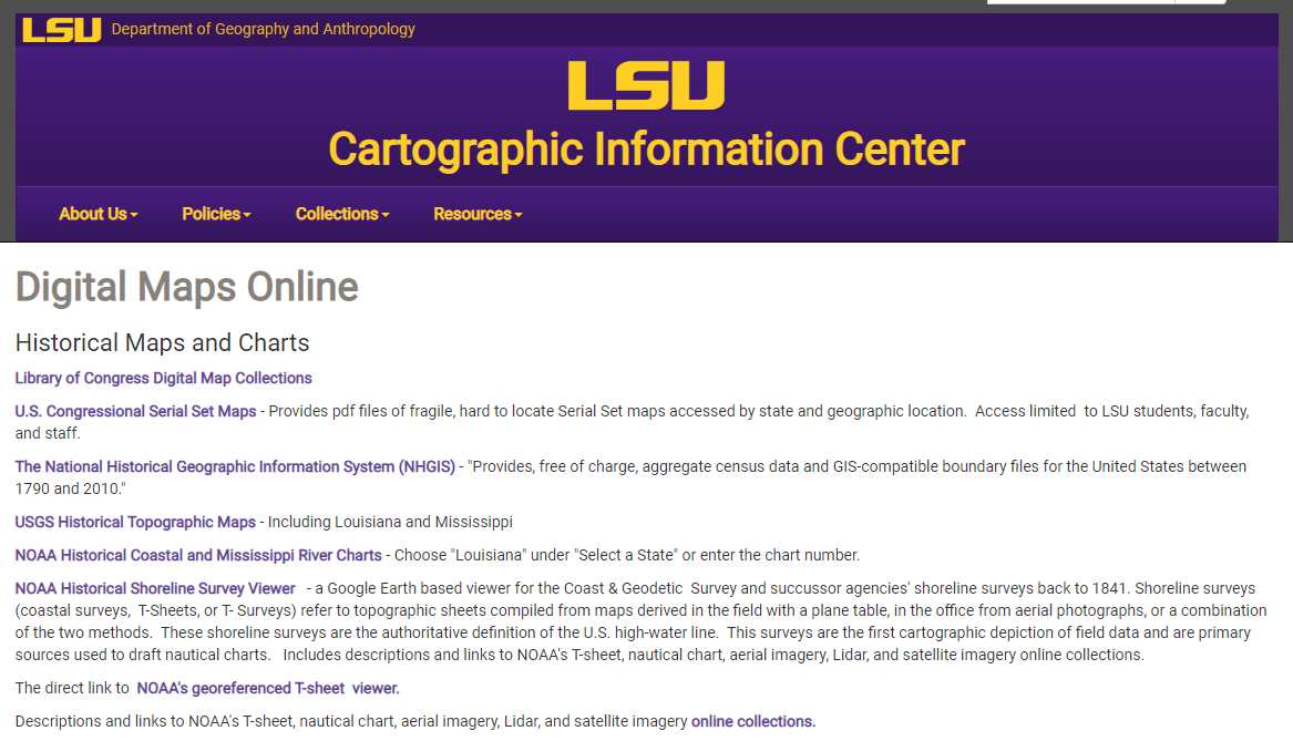 LSU CIC Digital Maps Online page