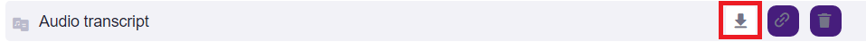 audio transcript area and download button